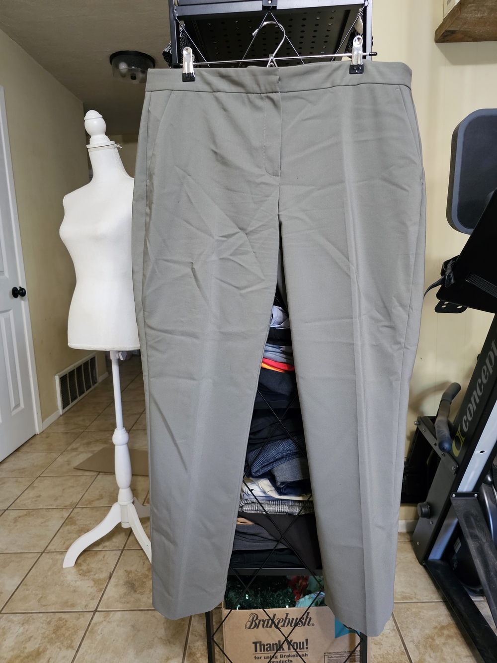 T Tahari Gray Straight-Leg Dress Trousers
